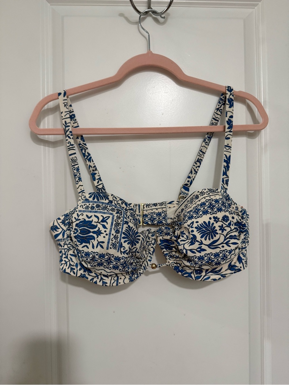 Shade & Shore Blue and White Floral Underwire Bikini Top NWT